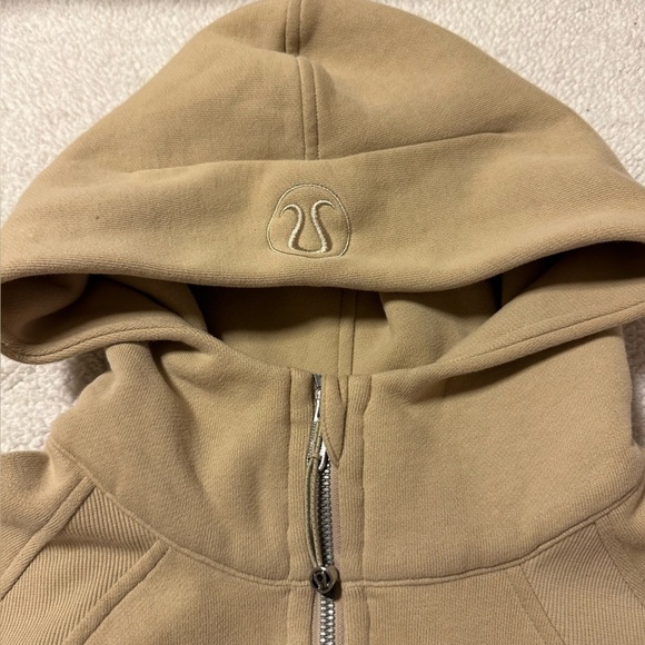 Lululemon Scuba Oversized 1/2 Zip Hoodie Sweatshirt Cropped Trench Tan - Picture 8 of 11